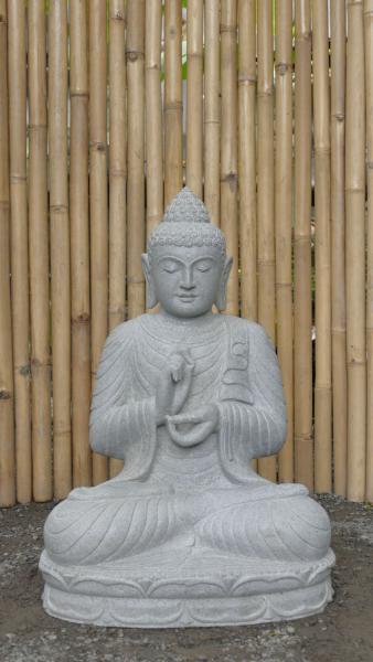 Product image of the product “Seated Buddha made of Riverstone in Dharmachakra gesture of wheel of the teaching of the Dharma, H. 79cm. ”